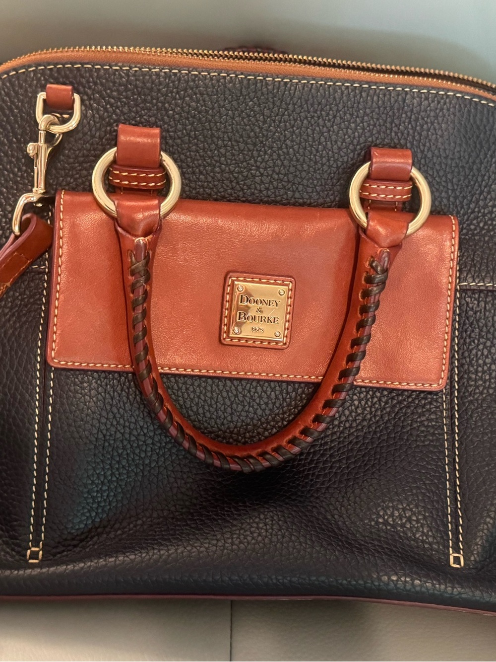 Dooney & Bourke black Pebbled Leather Aubrey Top Handle Purse with pouch - Picture 6 of 11